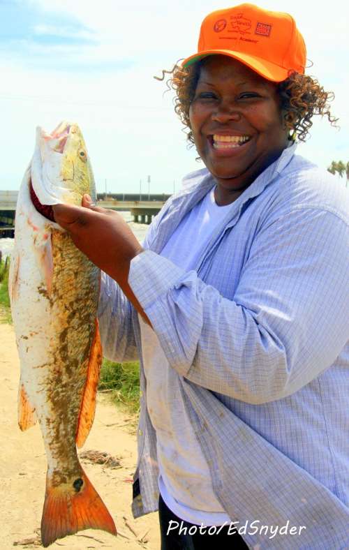  - Debra-Mills-of-Houston-is-excited-over-her-26-inch-slot-red-she-caught-on-shrimp