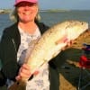 Pauline Lowery of League City, TX caught this big red on finger mullet.