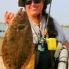 Wade angler Jerry English of Orange TX fished rollover bay with a berkley gulp for this 21inch flounder.