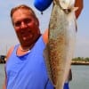 Dennis Boeker of  High Island, TX shows off his 7plus lb speck he caught on soft plastic,  Speck was released.