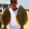 Henri Fontenot of Dallas waded Rollover bay early tide with Berkley Gulp to snatch up these two nice flatfish